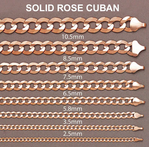 14K Rose Gold Bracelet Solid Cuban Curb Link8