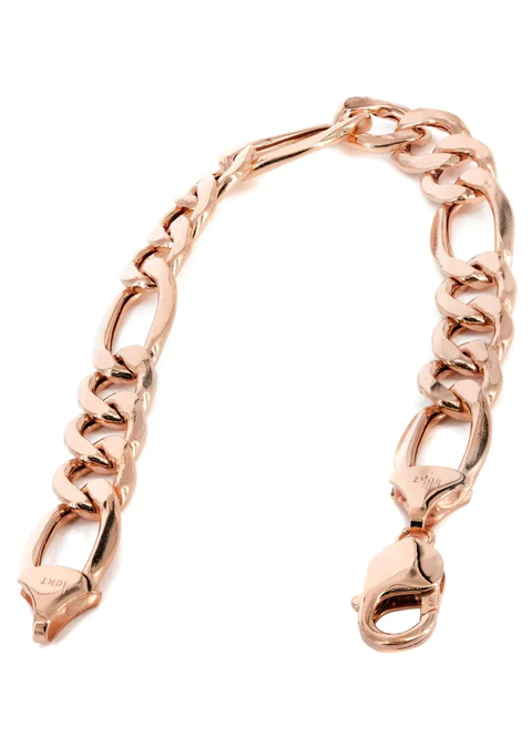 14K Rose Gold Bracelet Solid Figaro43