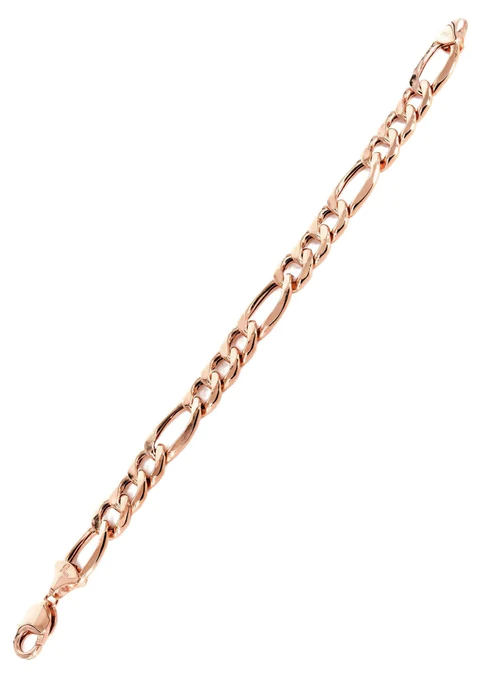 14K Rose Gold Bracelet Solid Figaro44