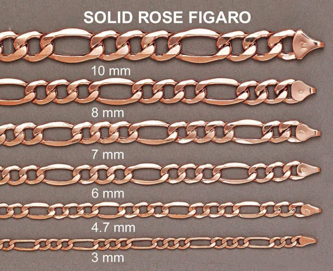 14K Rose Gold Bracelet Solid Figaro45