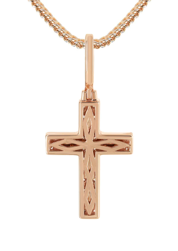 14K Rose Gold Diamond Cross Necklace 3