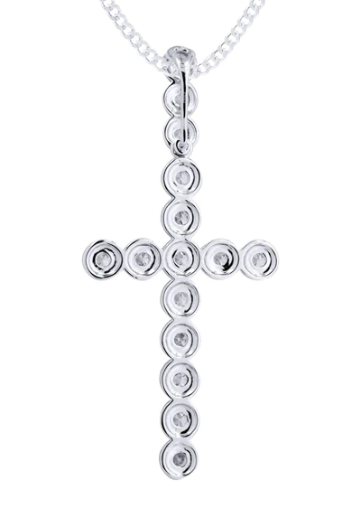 14K White Gold Diamond Cross Necklace 3