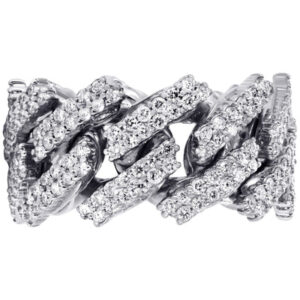 14K White Gold Diamond Cuban Link Ring | 20 Grams | 4.00 Carats