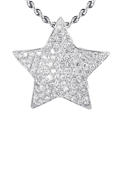 14K White Gold Diamond Star Necklace 2