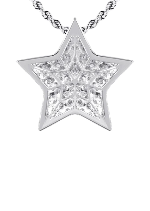 14K White Gold Diamond Star Necklace 3