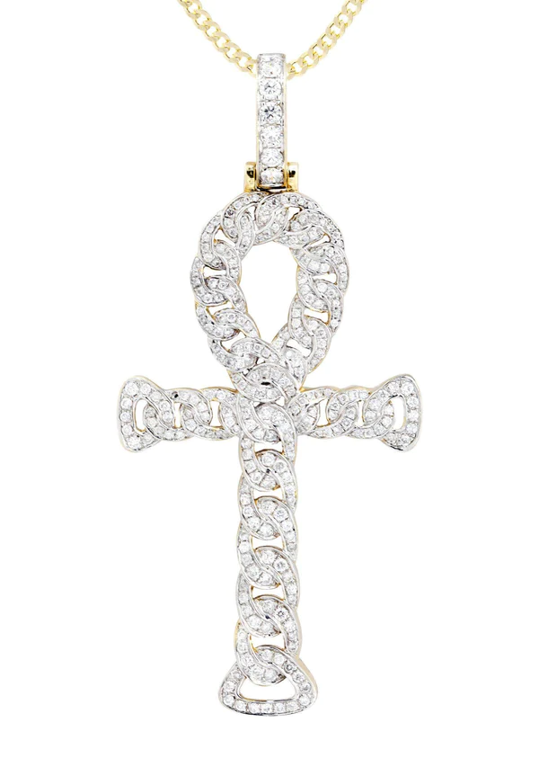 14K Yellow Gold Ankh Diamond Necklace 2