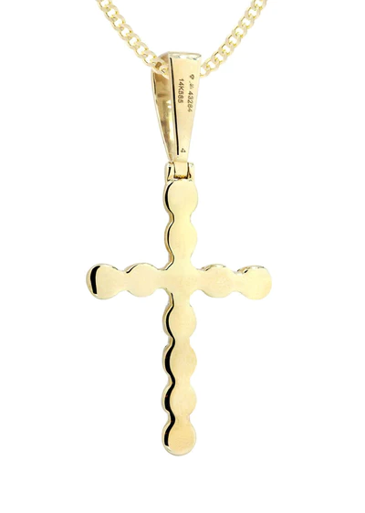 14K Yellow Gold Diamond Cross Necklace 3