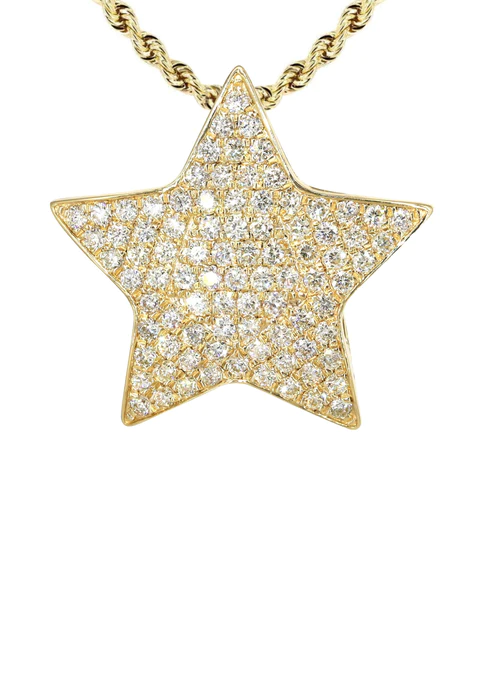 14K Yellow Gold Diamond Star Necklace 2