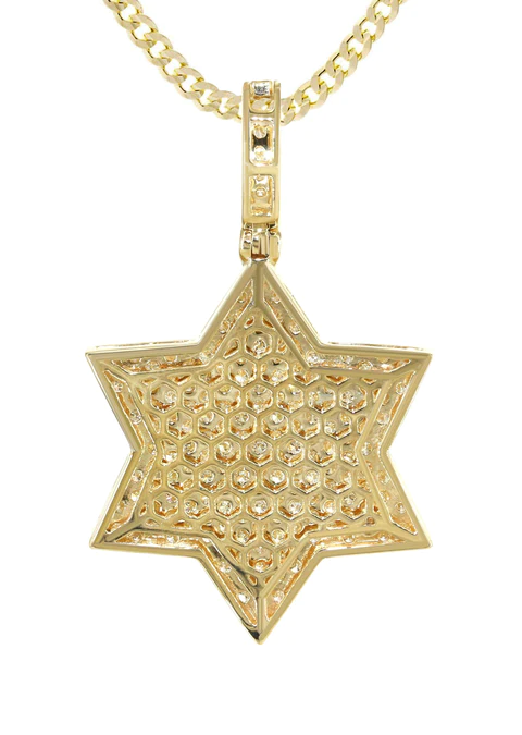 14K Yellow Gold Diamond Star of David Necklace 3