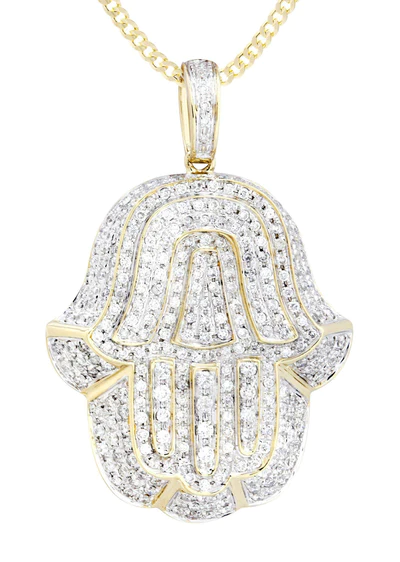 14K Yellow Gold Hamsa Diamond Necklace 2