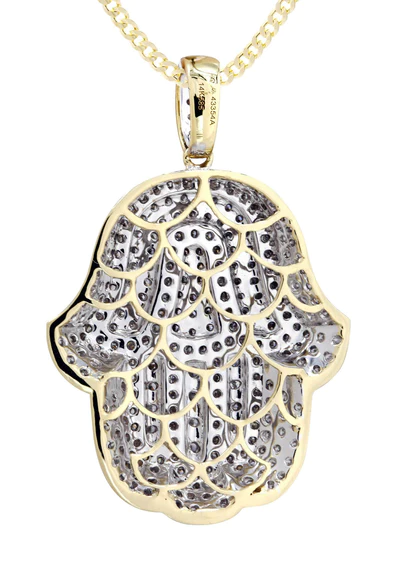 14K Yellow Gold Hamsa Diamond Necklace 3