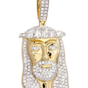 14K Yellow Gold Jesus Head Diamond Necklace | 3.45 Carats