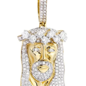 14K Yellow Gold Jesus Head Diamond Necklace | 5.85 Carats