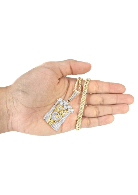 14K Yellow Gold Jesus Head Diamond Necklace65