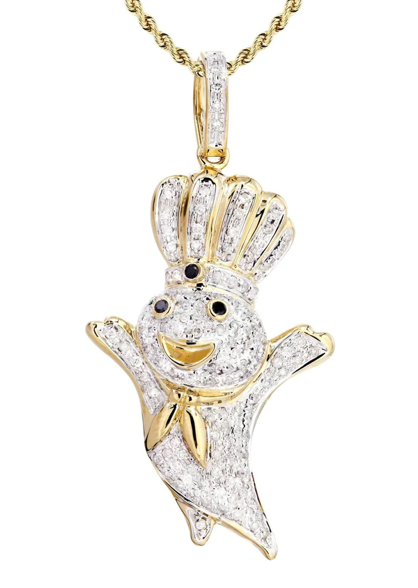 14K Yellow Gold Pillsbury Boy Diamond Necklace 0.79 Carats 2