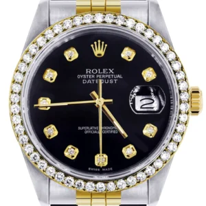 Gold Rolex Datejust Watch 16233 for Men | 36Mm | Black Dial | Jubilee Band