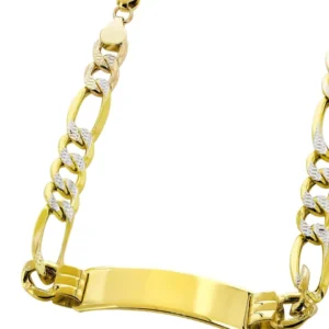 Hollow ID Pave Figaro Bracelet 10K/14K Yellow Gold