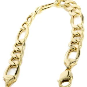 Hollow Mens Figaro Bracelet 10K Yellow Gold