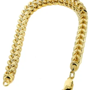 Hollow Mens Franco Bracelet 10K Yellow Gold
