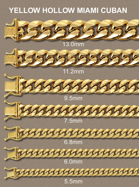 Hollow Mens Miami Cuban Link Bracelet 10K Yellow Gold4