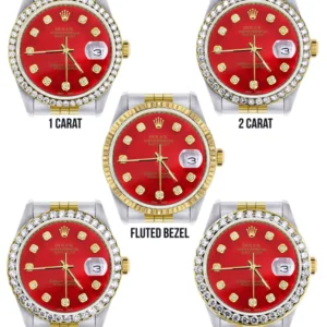 Gold & Steel Rolex Datejust Watch 16233 for Men | 36Mm | Diamond Red Mother Of Pearl Dial | Jubilee Band