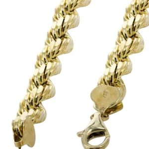 Solid Mens Rope Bracelet 10K Yellow Gold