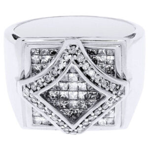 White Gold Mens Diamond Ring| 2 Carats| 11.15 Grams