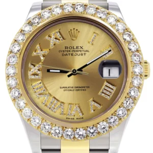 Rolex Datejust II Watch | 41 MM | 18K Yellow Gold & Stainless Steel | Custom Gold Roman Dial | Oyster Band