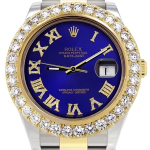 Rolex Datejust II Watch | 41 MM | 18K Yellow Gold & Stainless Steel | Custom Blue Roman Dial | Oyster Band