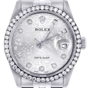 Diamond Mens Rolex Datejust Watch 16200 | 36 MM | Diamond Rolex Textured Jubilee Dial | Jubilee Band