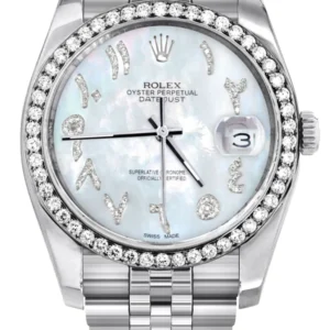 116200 | Hidden Clasp | Diamond Rolex Datejust Watch | 36Mm | Mother of Pearl Arabic Diamond Dial | Jubilee Band