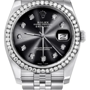 116200 | Hidden Clasp | Diamond Rolex Datejust Watch | 36Mm | Graphite Diamond Dial | Jubilee Band