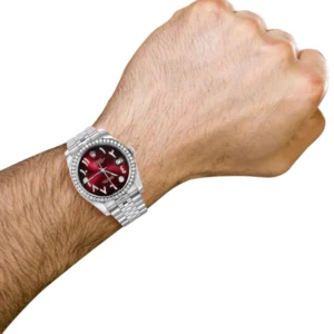 116200 | Hidden Clasp | Diamond Rolex Datejust Watch | 36Mm | Red Black Arabic Diamond Dial | Jubilee Band