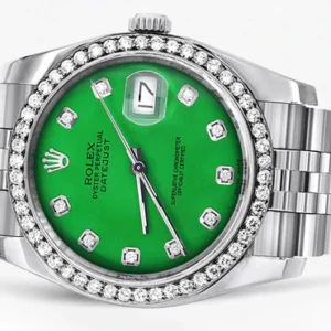 116200 | Hidden Clasp | Rolex Datejust Watch | 36Mm | Green Dial | Jubilee Band