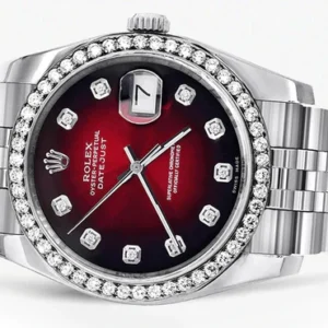 116200 | Hidden Clasp | Rolex Datejust Watch | 36Mm | Red Dial | Jubilee Band