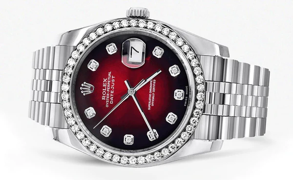 116200 Hidden Clasp Rolex Datejust Watch 36Mm Red Dial Jubilee Band 2