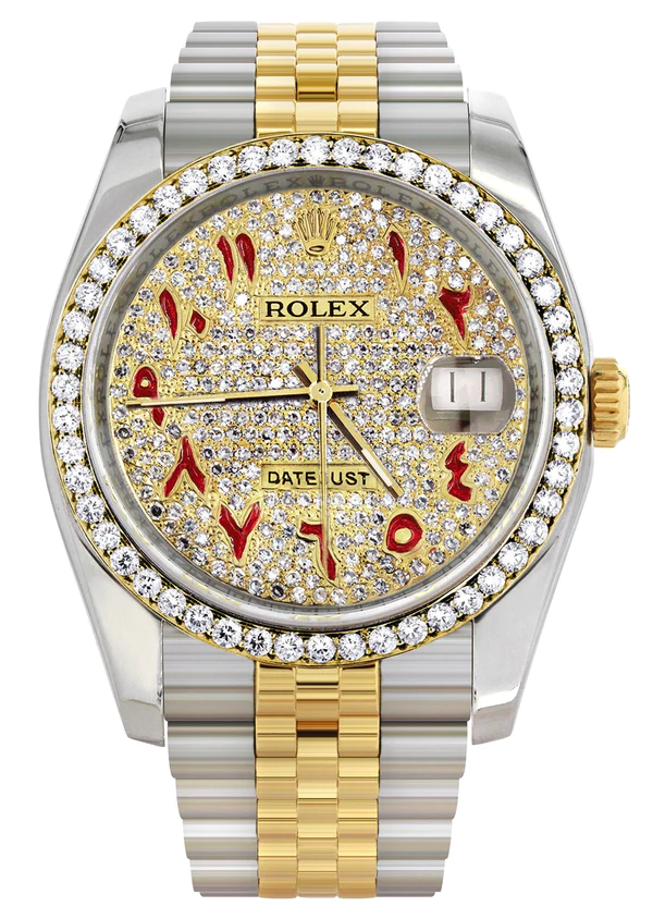 116233 Hidden Clasp Diamond Gold Rolex Watch For Men 0
