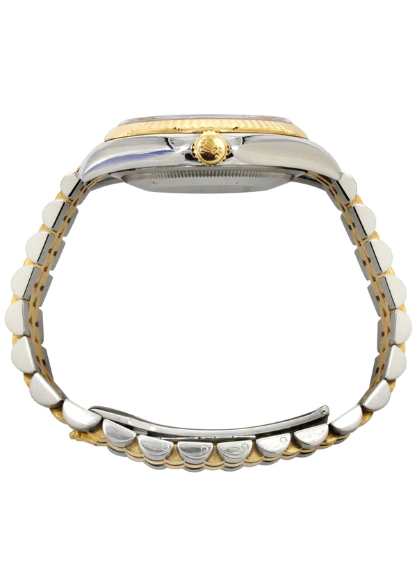116233 Hidden Clasp Diamond Gold Rolex Watch For Men 36Mm Royal Blue Dial Jubilee Band 4