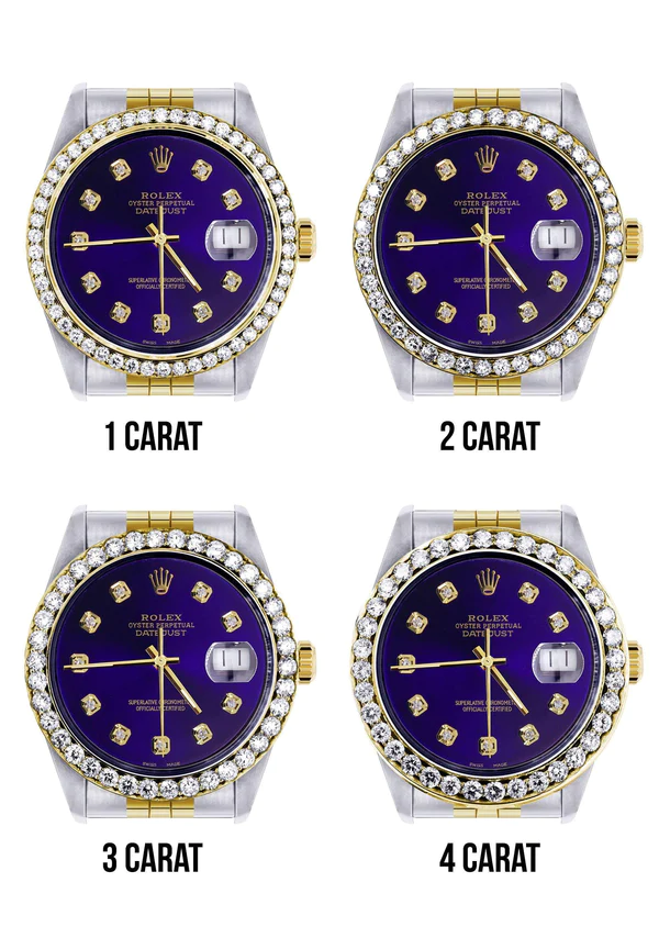 116233 Hidden Clasp Diamond Gold Rolex Watch For Men 36Mm Royal Blue Dial Jubilee Band 7