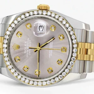 116233 | Hidden Clasp | Diamond Rolex Mens Watch Datejust | 36Mm | Grey Dial | Jubilee Band