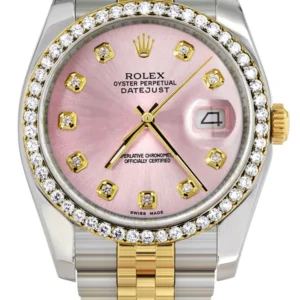 116233 | Hidden Clasp | Gold Rolex Datejust Watch | 36Mm | Pink Dial | Jubilee Band
