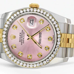 116233 | Hidden Clasp | Gold Rolex Datejust Watch | 36Mm | Pink Dial | Jubilee Band