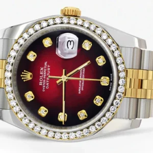 116233 | Hidden Clasp | Gold Rolex Datejust Watch | 36Mm | Red Dial | Jubilee Band