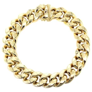 14K Gold Bracelet Hollow Miami Cuban Link
