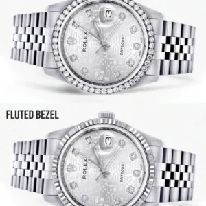 Diamond Mens Rolex Datejust Watch 16200 | 36 MM | Diamond Rolex Textured Jubilee Dial | Jubilee Band