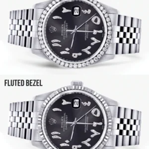 Womens Rolex Datejust Watch 16200 | 36 MM | Custom Arabic Diamond Dial | Jubilee Band | Diamond Bezel