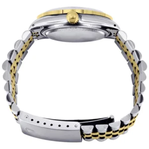 Diamond Gold Rolex Watch For Men 16233 | 36Mm | Black Arabic Diamond Dial | Two Row 4.25 Carat Bezel | Jubilee Band