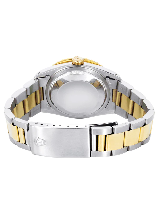 Diamond Gold Rolex Watch For Men 16233 36MM Full Diamond Roman Dial Oyster Band 5