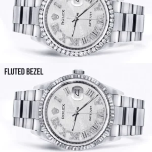 Diamond Mens Rolex Datejust Watch 16200 | 36 MM | Diamond Rolex Textured Dial | Oyster Band