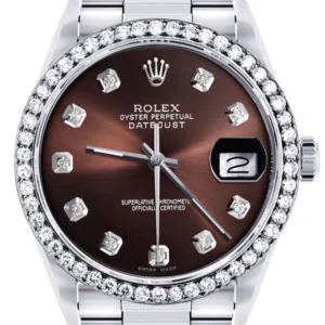 Diamond Mens Rolex Datejust Watch 16200| 36MM | Chocolate Diamond Dial | Oyster Band